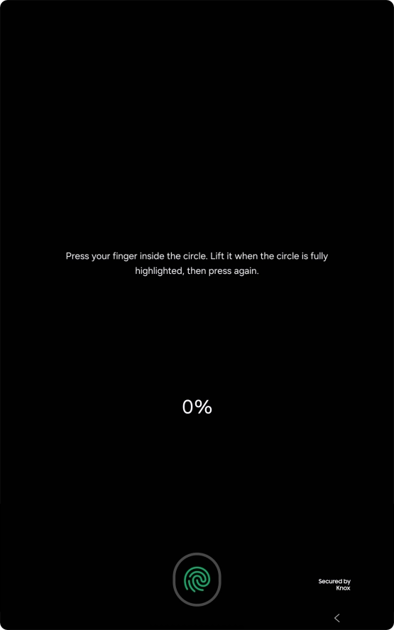 Follow the instructions on the screen to create the lock code using your fingerprint. Follow the instructions on the screen to create the lock code using your fingerprint.
