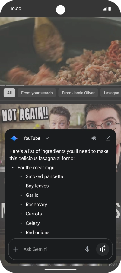 The answer from Gemini to your question is displayed. The answer from Gemini to your question is displayed.
