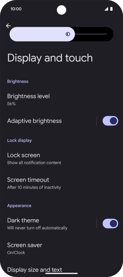 Drag the indicator right or left to set the brightness manually. Drag the indicator right or left to set the brightness manually.