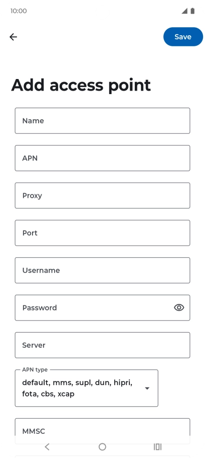 Press Name and key in Vodafone Internet. Press Name and key in Vodafone Internet.