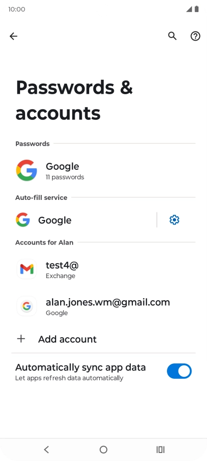Press the required email account. Press the required email account.