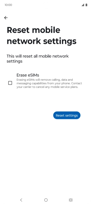 Press Reset settings. Press Reset settings.