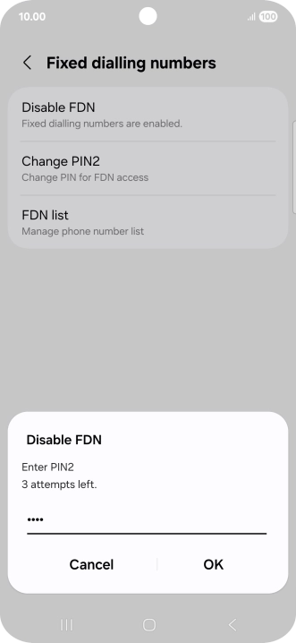 Key in your PIN2 and press OK. Key in your PIN2 and press OK.