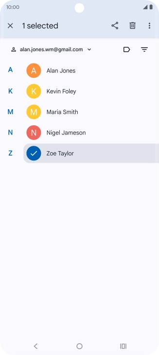 Press the required contact. Press the required contact.