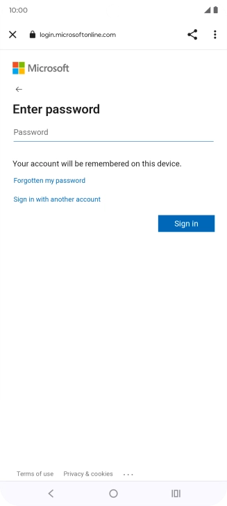 Press Password and key in the password for your email account. Press Password and key in the password for your email account.