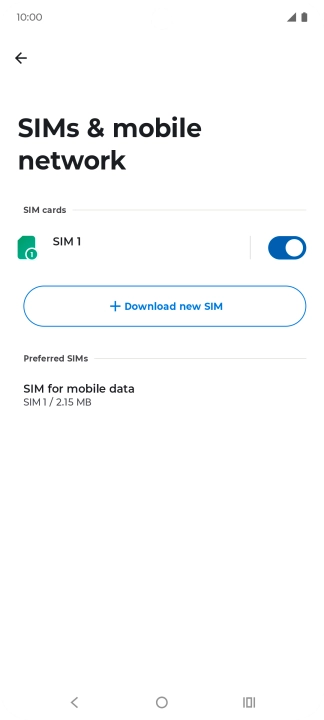 Press the name of the SIM. Press the name of the SIM.