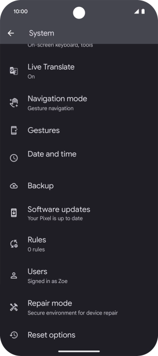Press Reset options. Press Reset options.