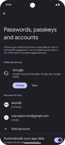 Press the required email account. Press the required email account.