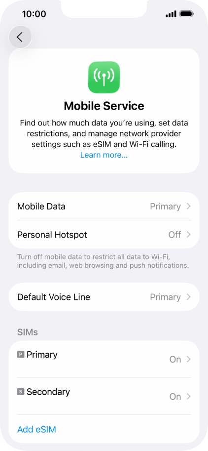 Press the required eSIM below Press the required eSIM below