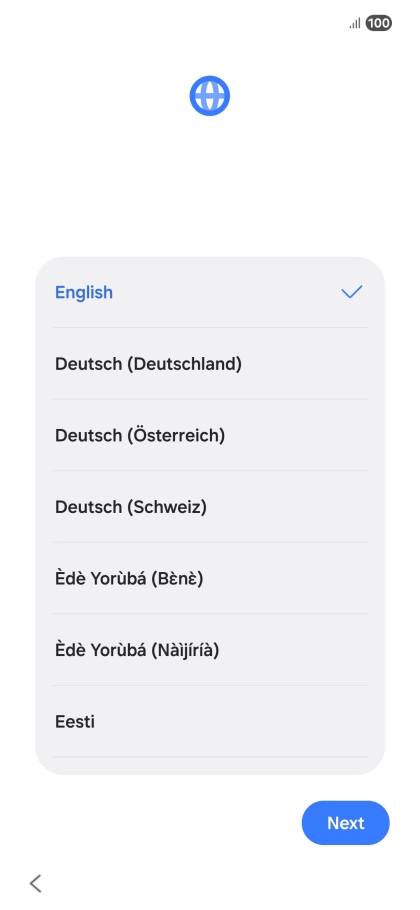 Press the required language. Press the required language.