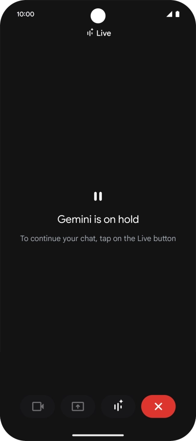To resume the conversation, press the resume icon. To resume the conversation, press the resume icon.