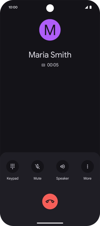 Press the end call icon. Press the end call icon.