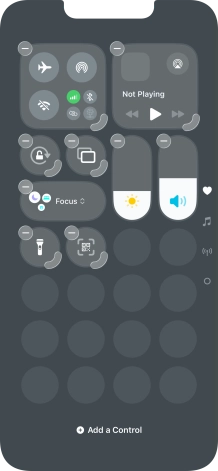 Press Add a Control and follow the instructions on the screen to add the required function to Control Centre. Press Add a Control and follow the instructions on the screen to add the required function to Control Centre.
