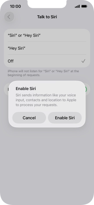 Press Enable Siri. Press Enable Siri.