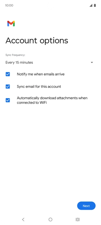If this screen is displayed, you email account has been recognised and set up automatically. Follow the instructions on the screen to key in more information and finish setting up your phone. If this screen is displayed, you email account has been recognised and set up automatically. Follow the instructions on the screen to key in more information and finish setting up your phone.