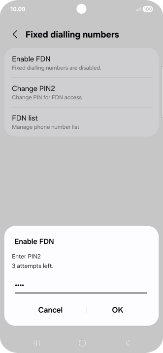 Key in your PIN2 and press OK. Key in your PIN2 and press OK.