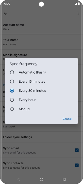 Press the required setting. Press the required setting.
