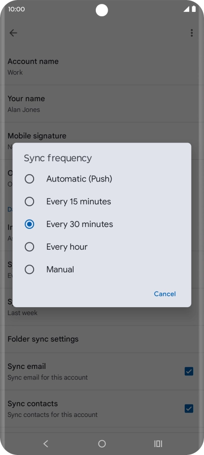 Press the required setting. Press the required setting.