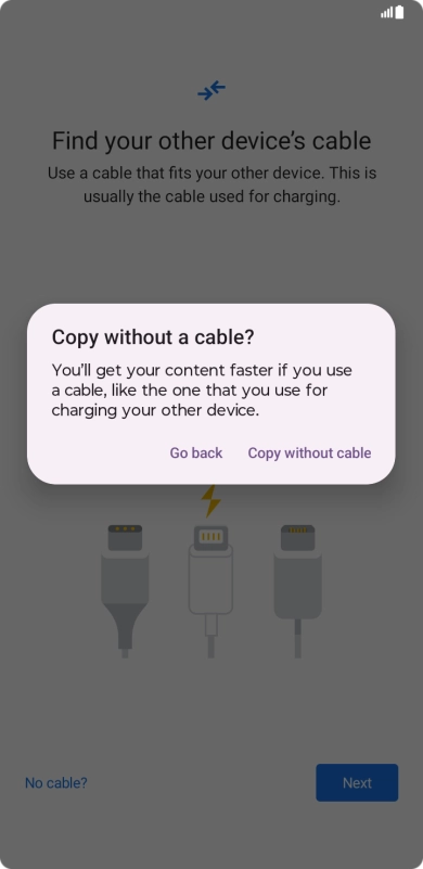 Press Copy without cable. Press Copy without cable.
