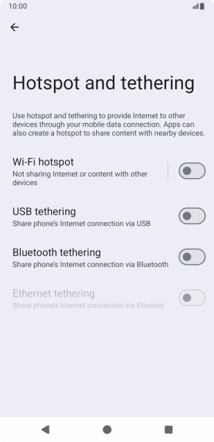 Press Wi-Fi hotspot. Press Wi-Fi hotspot.
