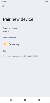 Press the required Bluetooth device and follow the instructions on the screen to pair the device with your phone. Press the required Bluetooth device and follow the instructions on the screen to pair the device with your phone.