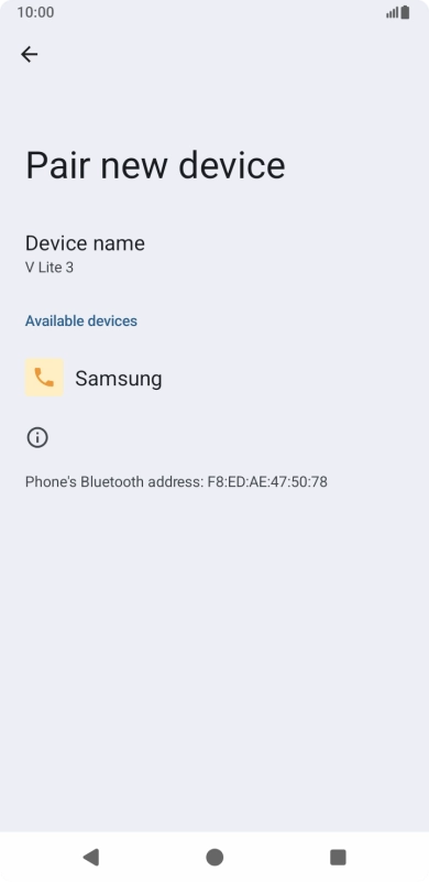 Press the required Bluetooth device and follow the instructions on the screen to pair the device with your phone. Press the required Bluetooth device and follow the instructions on the screen to pair the device with your phone.