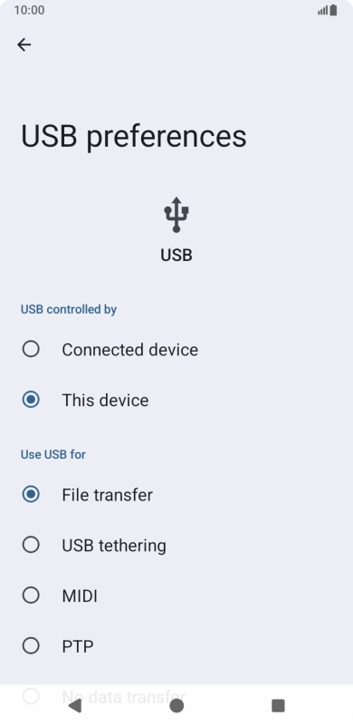Press File transfer. Press File transfer.