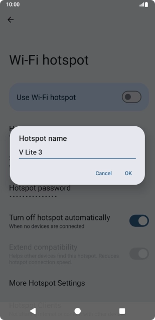 Key in the required Wi-Fi hotspot name and press OK. Key in the required Wi-Fi hotspot name and press OK.