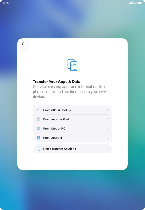 Press Don't Transfer Anything and follow the instructions on the screen to finish the activation. Press Don't Transfer Anything and follow the instructions on the screen to finish the activation.