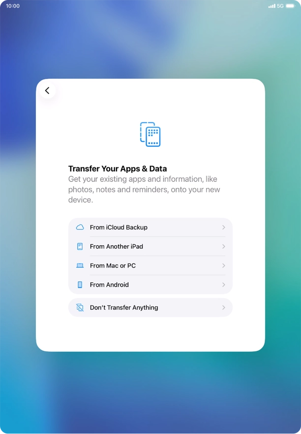 Press Don't Transfer Anything and follow the instructions on the screen to finish the activation. Press Don't Transfer Anything and follow the instructions on the screen to finish the activation.