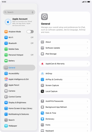 Press Apple Account. Press Apple Account.