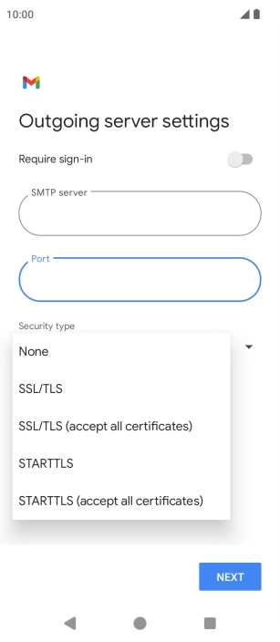 Press SSL/TLS. Press SSL/TLS.