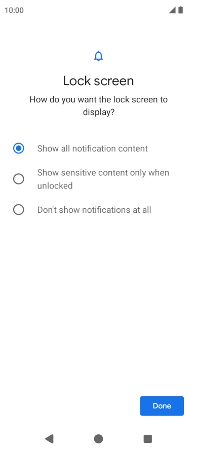 Press the required setting. Press the required setting.