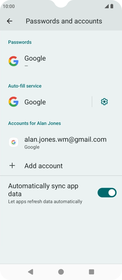 Press Add account. Press Add account.