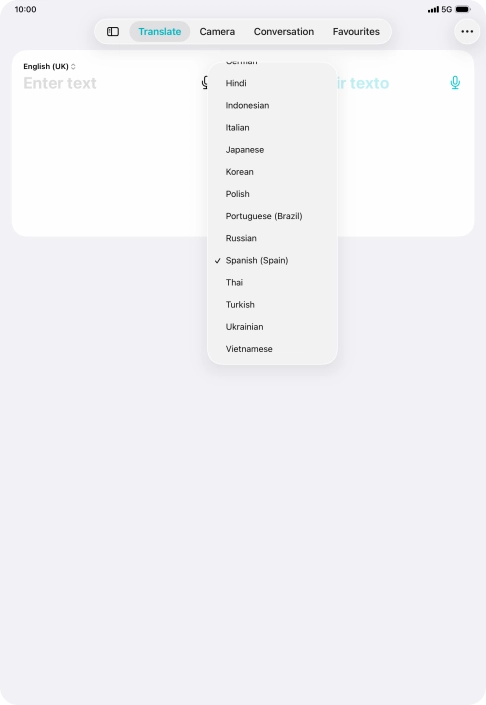 Press the required target language. Press the required target language.