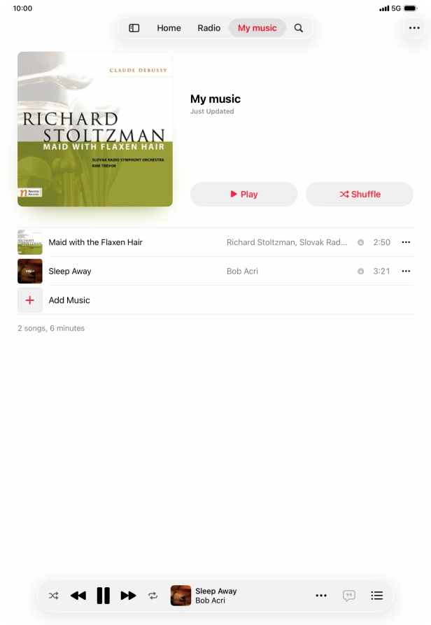 Press the song title. Press the song title.