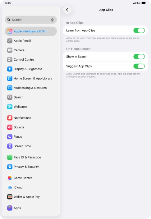 Press the indicators next to the required settings to turn them on or off. Press the indicators next to the required settings to turn them on or off.