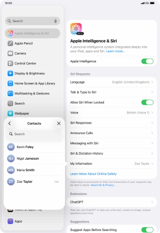 Press the required contact. Press the required contact.