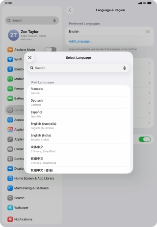 Press the required language. Press the required language.