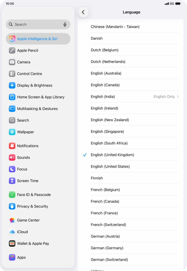 Press the required language. Press the required language.
