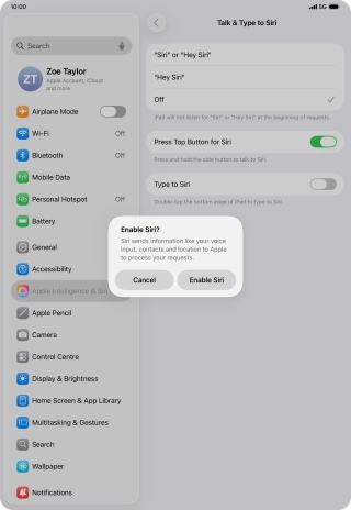 Press Enable Siri. Press Enable Siri.