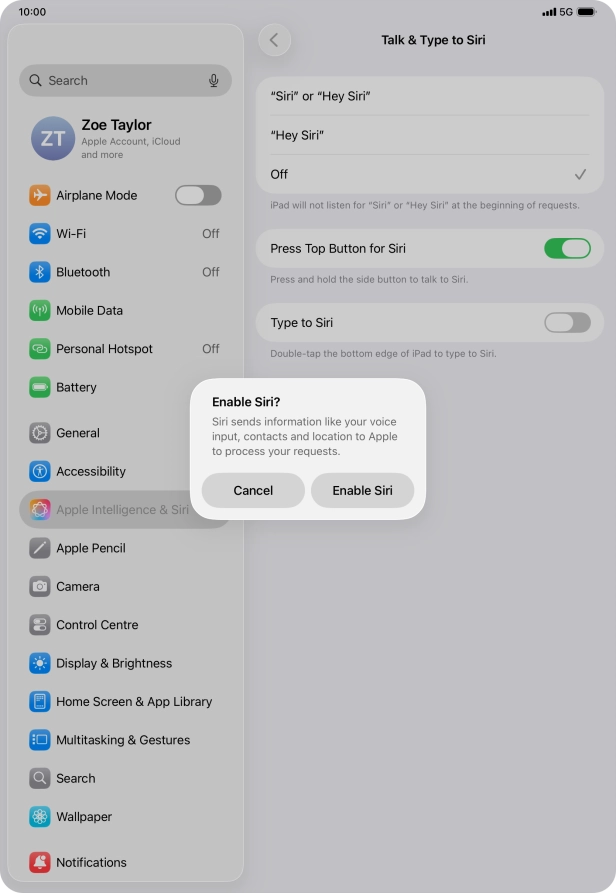 Press Enable Siri. Press Enable Siri.