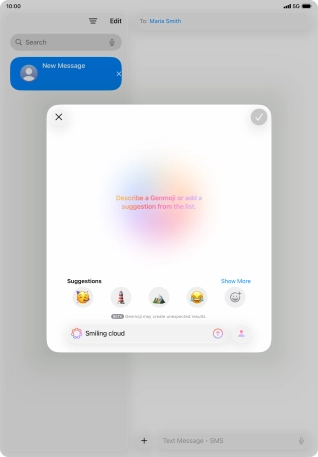 Write in your own words what you would like your Genmoji to look like, and press arrow up. Write in your own words what you would like your Genmoji to look like, and press arrow up.