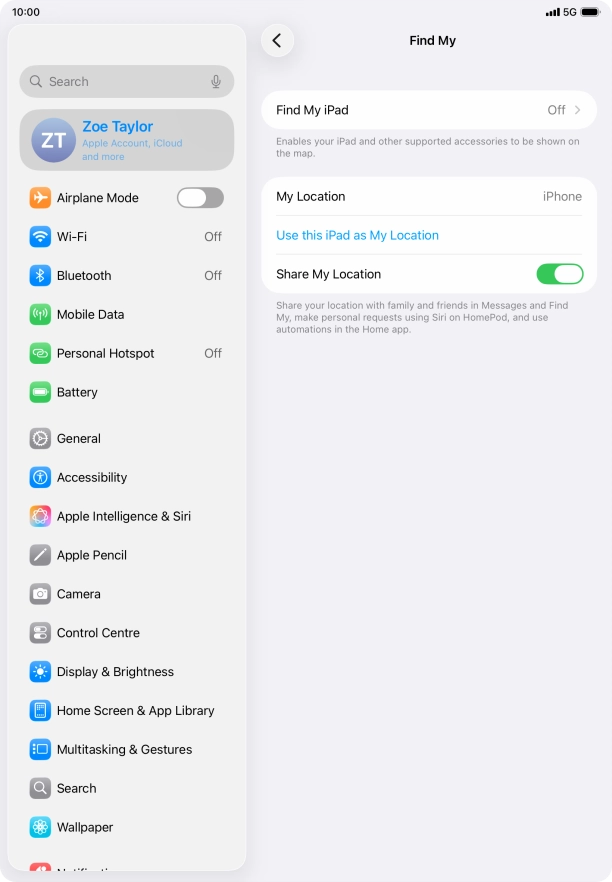 Press Find My iPad. Press Find My iPad.