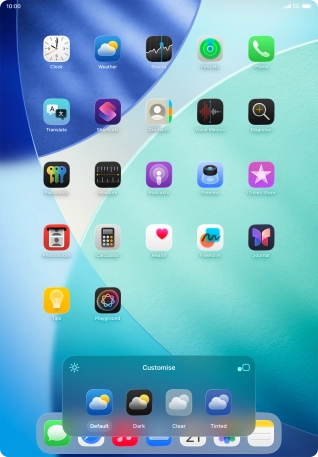 Press the required setting to select the size of app icons on the home screen. Press the required setting to select the size of app icons on the home screen.