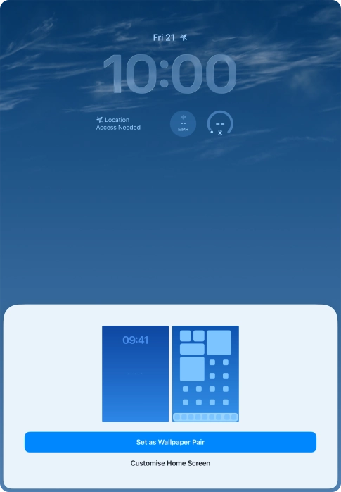 To use the same colour theme on the home screen, press Set as Wallpaper Pair. To use the same colour theme on the home screen, press Set as Wallpaper Pair.