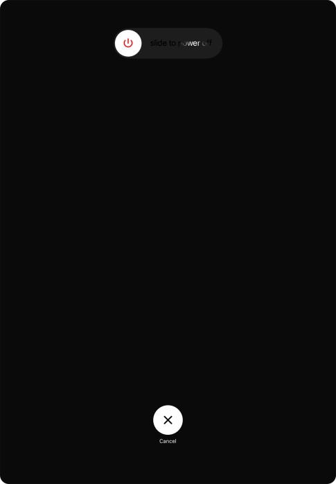 Press and drag the power off icon right. Press and drag the power off icon right.