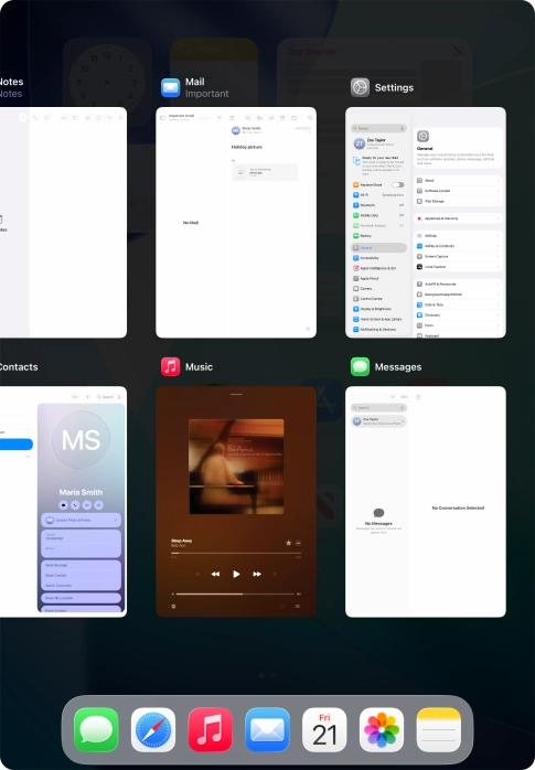 Slide upwards on the required application to end it. Slide upwards on the required application to end it.