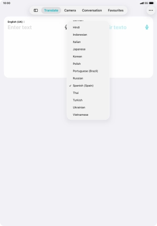 Press the required target language. Press the required target language.