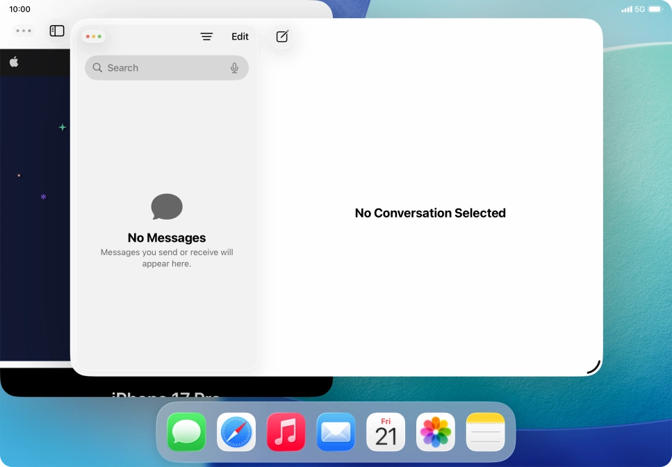 Press and hold the menu icon in the second application window. Press and hold the menu icon in the second application window.